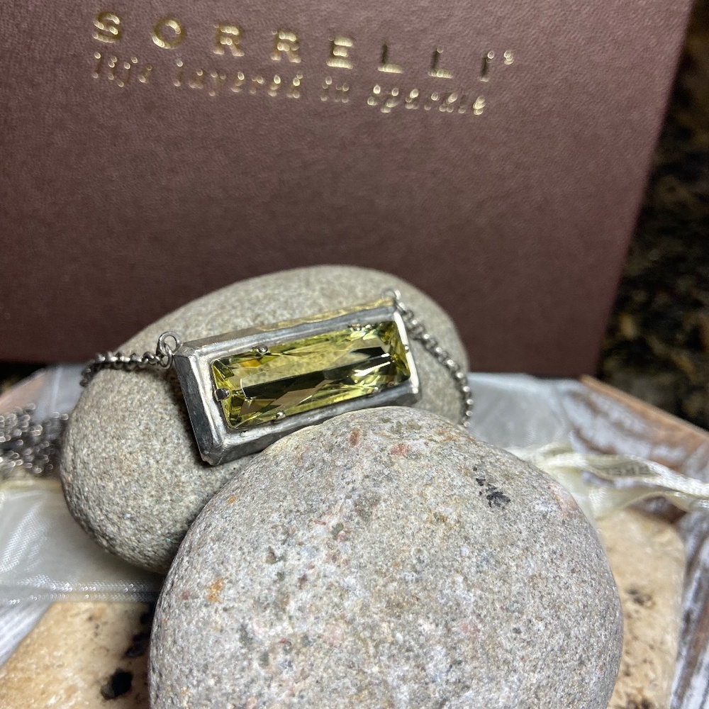 Sorrelli Lemon Zest rectangle cut necklace